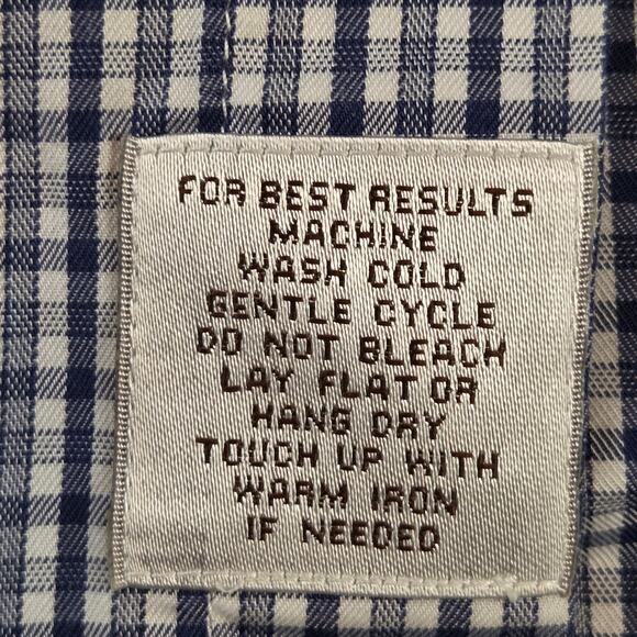 Peter Millar XL Button Up Shirt Cotton Blue White Check Short Sleeve - Picture 4 of 8